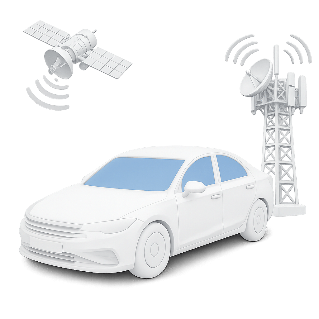 Auto mit GPS-Satellitenverbindung von TrackJack